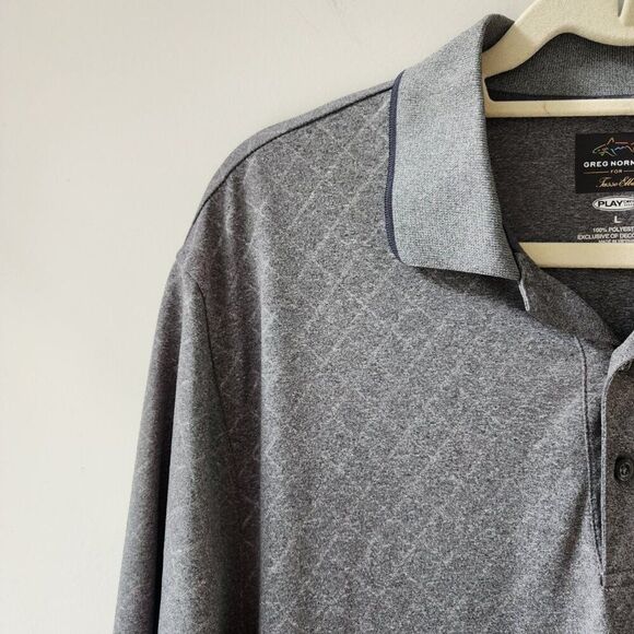 Greg Norman Mens Polo Shirt Size L Short Sleeve Grey Front Pocket - Picture 2 of 6